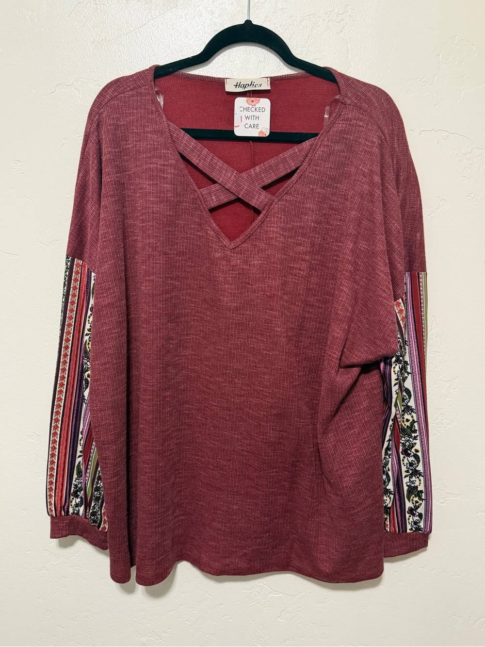 Haptics Crisscross V-Neck Women's Top - 3X